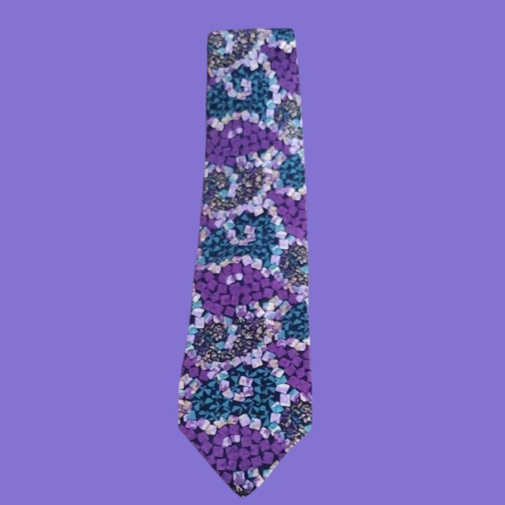 MISSONI x Neiman Marcus Purple Paisley Stained Glass Mosaic Silk Tie Spain
